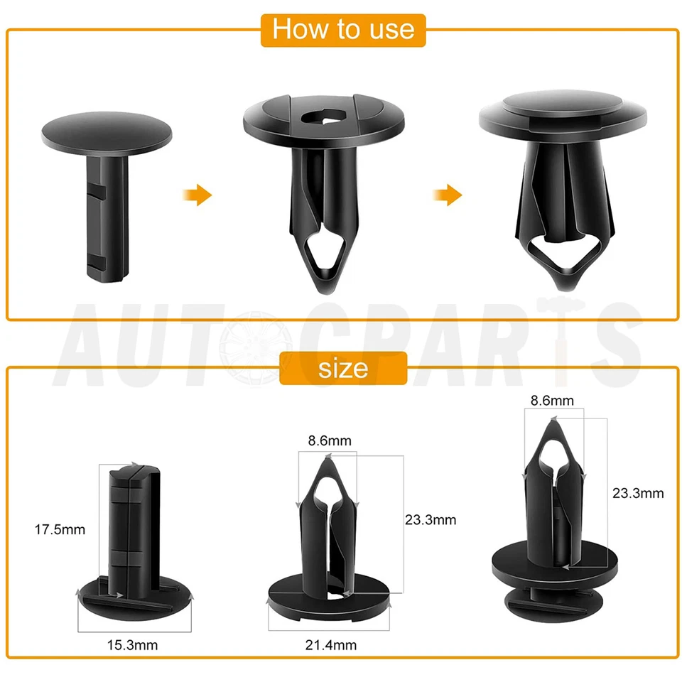 Remaches de carrocería de clips de guardabarros 100 un. para Suzuki King Quad 250 300 400 450 500 700 750 Foto 4 de 4