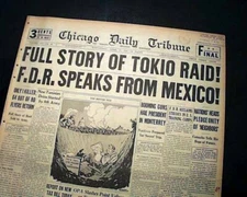 James Jimmy DOOLITTLE RAID Japan Bombers OFFICIAL World War II 1943 Newspaper