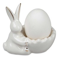Eierbecher Hase 9 Cm Weiss-Gold Porzellan Osterhase formano 707451 Osterdeko