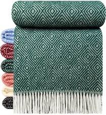 Wolldecke 100% Schurwolle Wohndecke Tagesdecke Plaid 140x200cm Tirol-V Grün