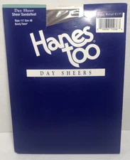 Vtg Hanes Too Day Sheers Pantyhose Style 117 Barely There Sz AB Sheer Sandalfoot