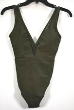 Jets Swimwear Womens Olive Green Beachwear Conspire Plunge 1 Piece Swimsuit 8