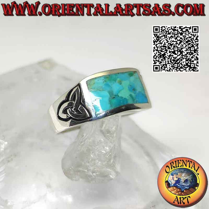 Bague Laiton Incrustation Argent Et Pierre Turquoise Arizona – Népal/Tibet – Neuf Avec étiquettes