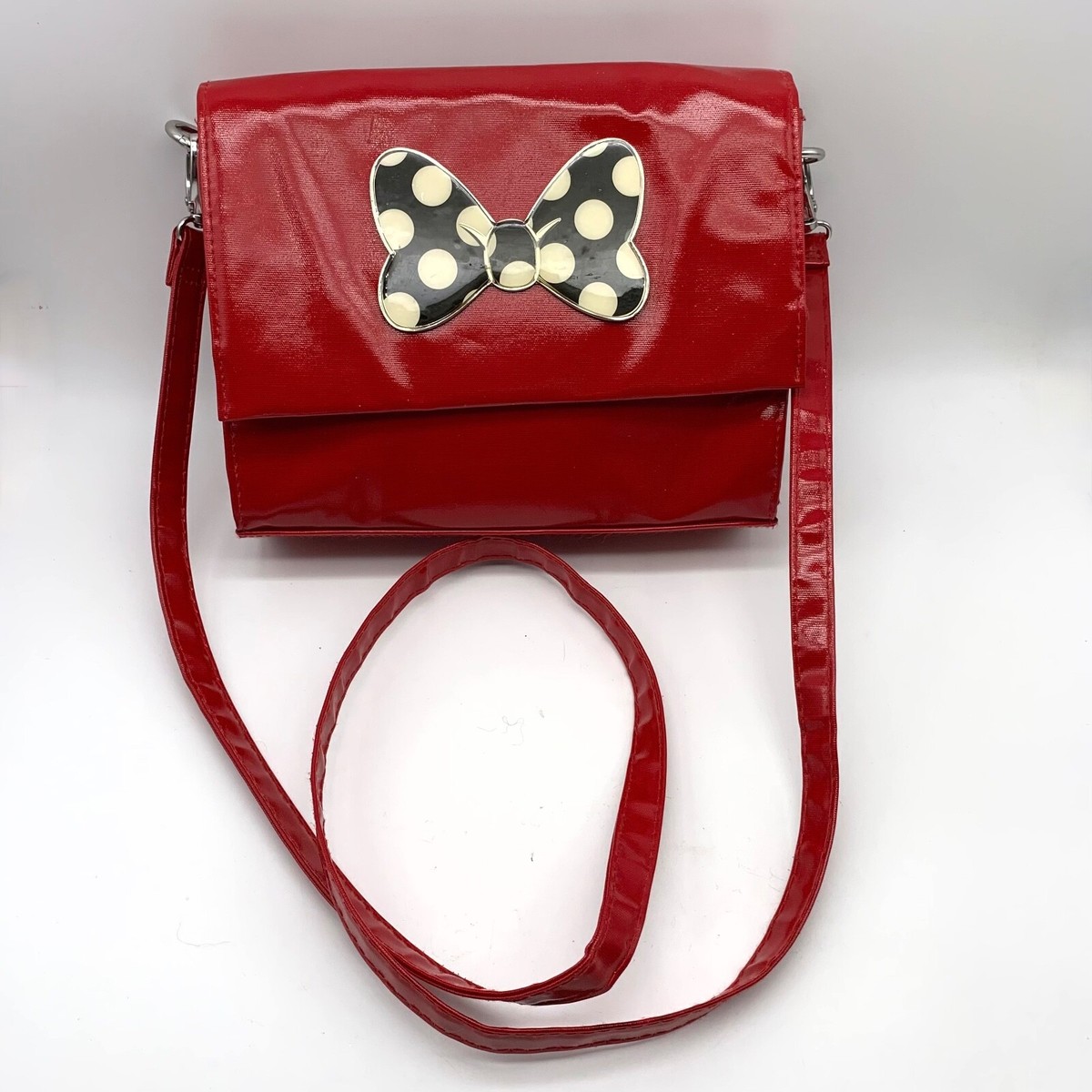 Disney Minnie Mouse Black, White, Red Bag with Red Bow and Disney Logo Minnie Mouse Disney Loungefly bag bow red black white purse  main image 2