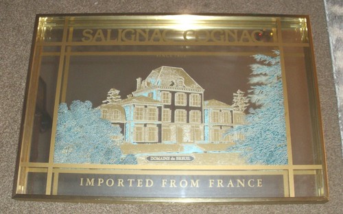 VINTAGE SALIGNAC COGNAC MIRROR SIGN W/GLASS ETCHING TOPSIDE RARE / UNIQUE /COOL! - Picture 7 of 7