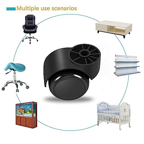 2 Inch Black Silent Stemless Caster,Office Chair Wheels Replacement