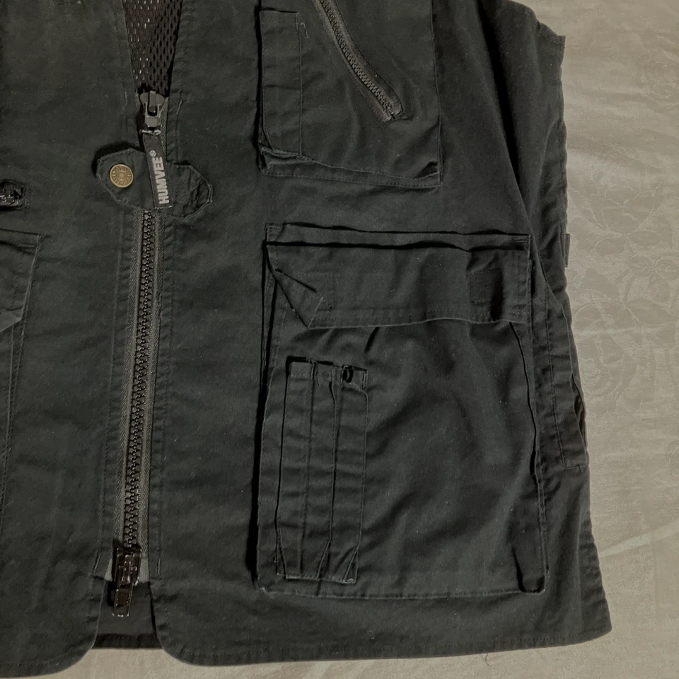 HUMVEE Utility Vest Mens XL Black Multi Pocket Fishing Safari Travel Tactical - Image 4 of 4