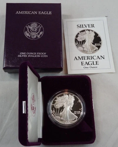 1988-S Proof American Silver Eagle Dollar $1 Box & COA US Mint Bullion OGP