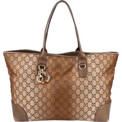 Gucci GG Shimmer Monogram Heart Charm Tote Handbag Tasche