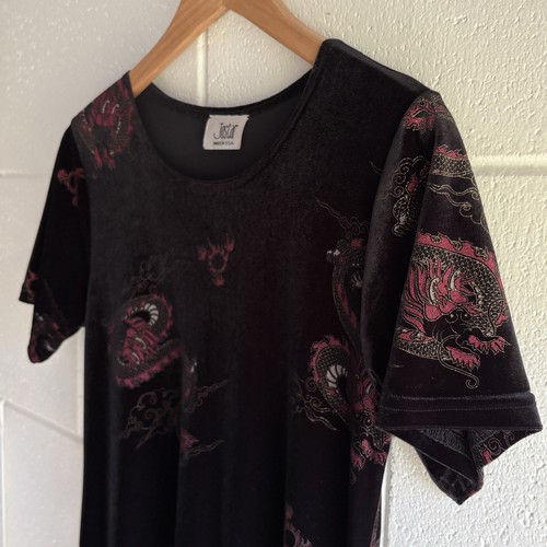 Vestido Jostar Dragon Midi Terciopelo Gótico Bruja Y2K Grunge Años 90 Talla Mediana Negro Rojo - Imagen 5 de 12