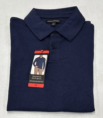 NEW Banana Republic Men’s Long Sleeve Luxe Touch Polo Shirt Blue Size M - Picture 4 of 4