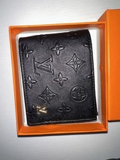 Louis Vuitton Black Monogram Logo Leather Bifold Wallet Credit Card Holder