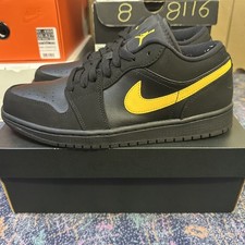 USED Nike Air Jordan 1 Low Black University Gold (Footasylum Exclusive) UK 7.5