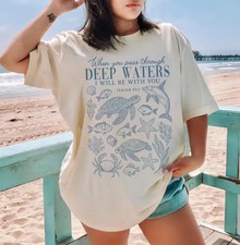 Christian Ocean Scripture Comfort Tee Trendy Faith Beach Bible Verse Shirt Gift