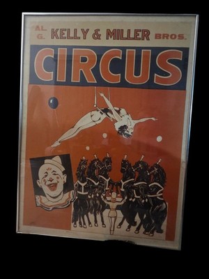 Vintage Circus Poster Kelly Miller Bros Acme Show Print Hugo OK Original Clown 