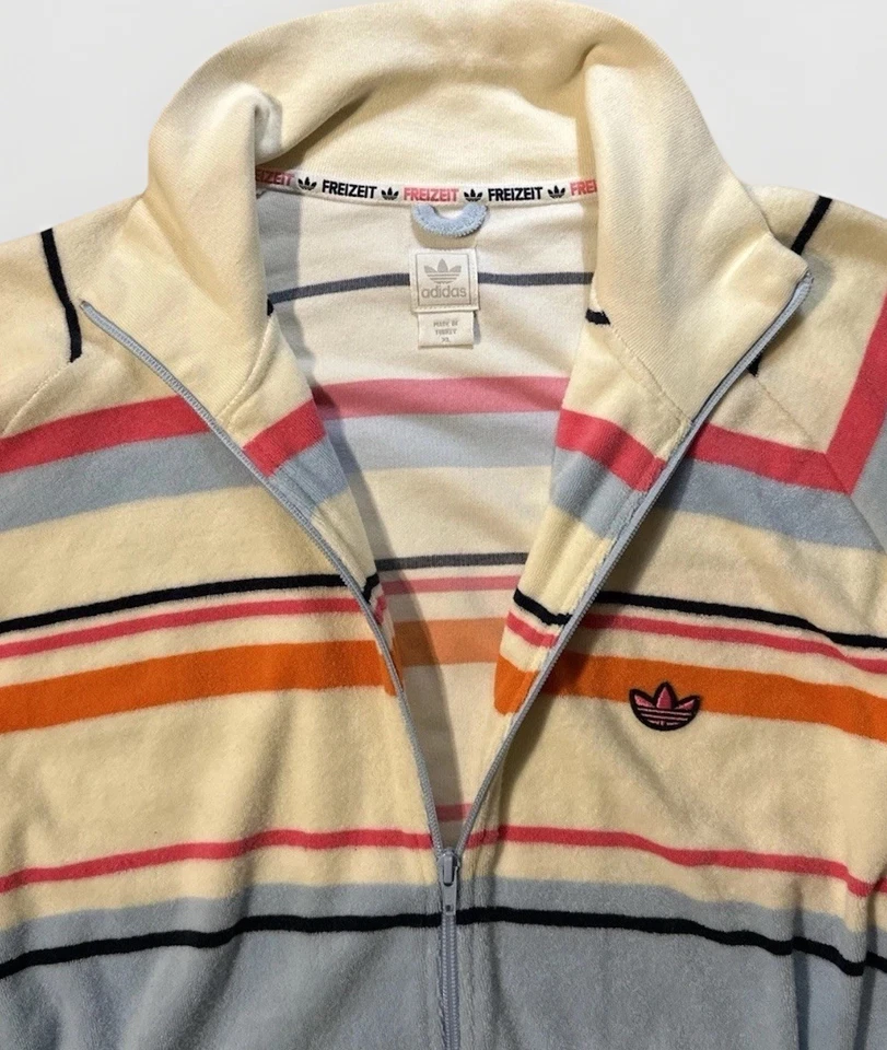 VTG Y2K Men’s adidas Original’s Terry Cloth Track Jacket Size XL COMFORTABLE - Image 3 of 4