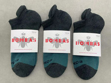 3 Pairs Bombas Women's Tri-Block Marl Honeycomb Ankle Socks Size M green
