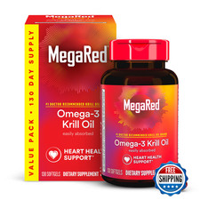 MegaRed Omega-3 Krill Oil 350mg Softgels, 130 Count, EPA  DHA, Antioxidant