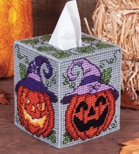 DIY Mary Maxim Jack-O-Lantern Plastic Canvas Tissue Box Cover Kit 31831