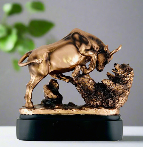 Statuetta orso combattente toro carica 15" grande Wall Street statuetta ufficio deco - Foto 8 di 11