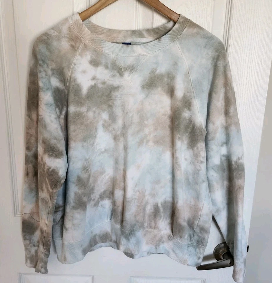 Sudadera Old Navy Para Mujer Talla Mediana M Teñida con Corbata Blanca Verde Aqua Usada en Excelente Condición Foto 2 de 4