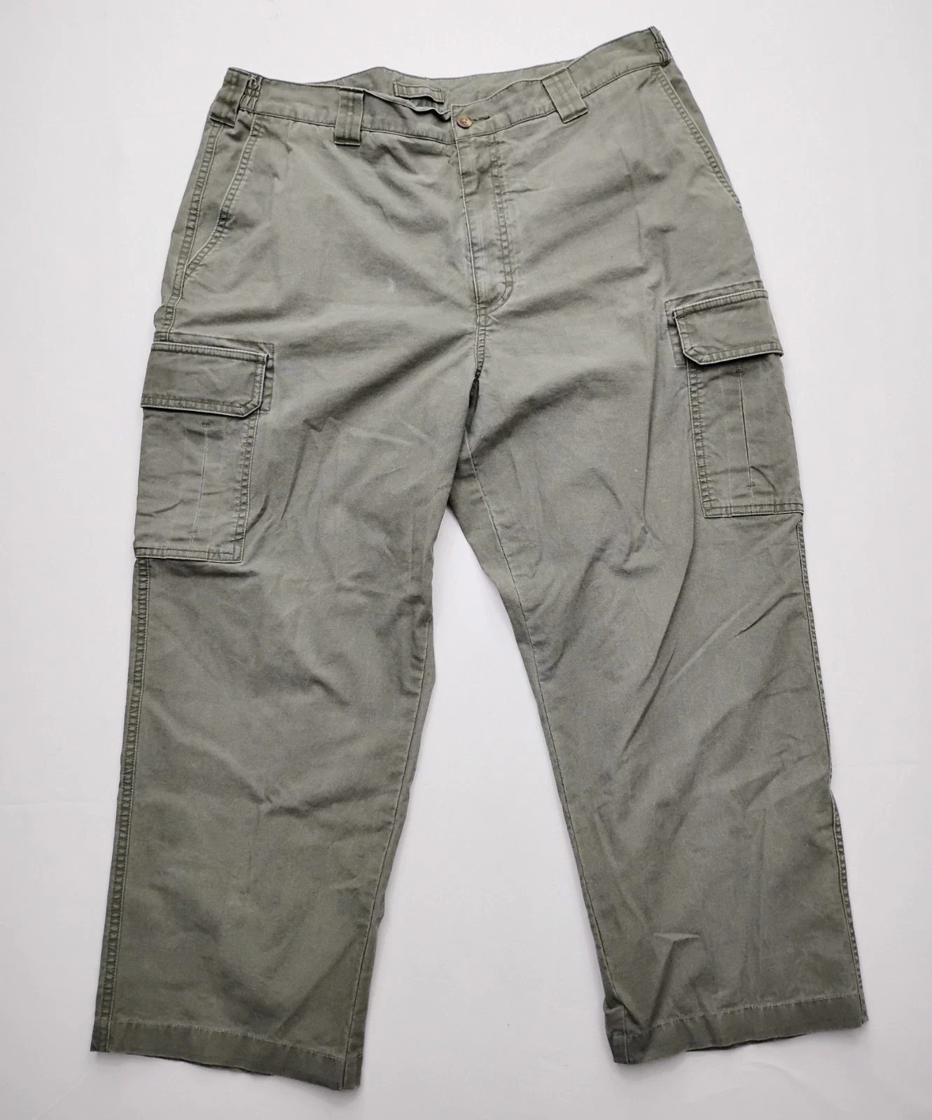 LL Bean Pants Tropic Weight Cargo Pants Green Mens 38x25 Hemmed