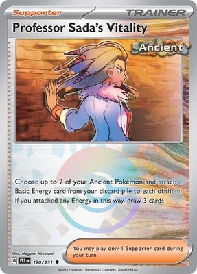 PROF. SADA'S VITALITY 120/131 PRISMATIC EVOLUTIONS POKEMON (POKE BALL HOLO, NM)