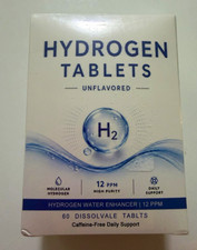 Hydrogen Tablets Unflavored 12 PPM H2 Water Enhancer, 60 Tablets Caffeine-Free