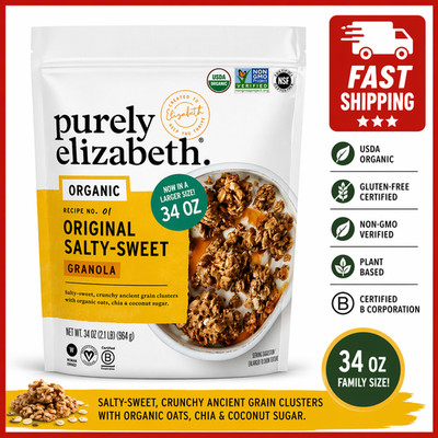 Purely Elizabeth Organic Original Salty-Sweet Granola 34oz,USDA Organic & Non-GM