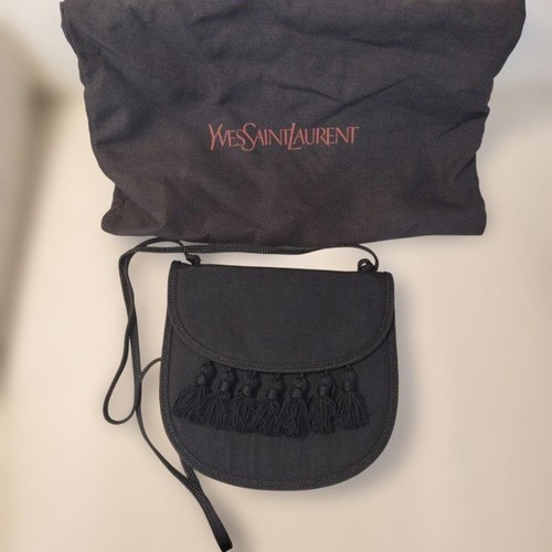 Yves Saint Laurent Tassel Shoulder Bag Black Fabric