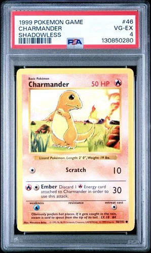 Pokemon Charmander 046/102 Base Set Shadowless  PSA 4