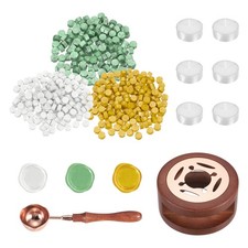 Wax Seal Kit, 150 Wax Beads, Candles, Light Green/Bright Yellow/White
