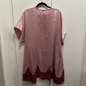 For Love & Lemons Skivvies Women&rsquo;s Small Pink Floral Macrame Robe MISSING TIE