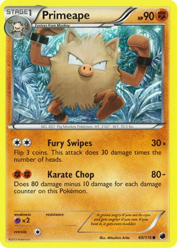 Primeape - 60/116 - Common - Lightly Played - Plasma Freeze