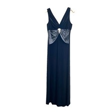 Cachet Black Velvet Gown 12 Silk Waist Rhinestone Detail Wimsigoth Glam