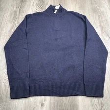 J.Crew Lambs Wool 1/4 Zip Pullover Sweater Mens Size Large Navy Blue NWI