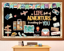 51Pcs Travel Bulletin Board Set Adventure Theme Classroom Decoration Motivati...