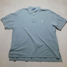 Polo Ralph Lauren Mens Blue Heather Pique Short Sleeve Polo Shirt Pony Logo 2XB