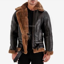 RAF Bomber Ginger Uomo B3 Bomber Giacca Aviatore Vera Shearling Bomber Pelle di Pecora L