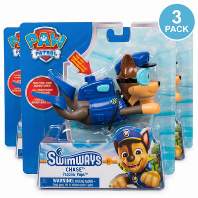 Paw Patrol Swimways Chase Paddlin' Pups Wind-Up Pool Toy 3 Pack New
