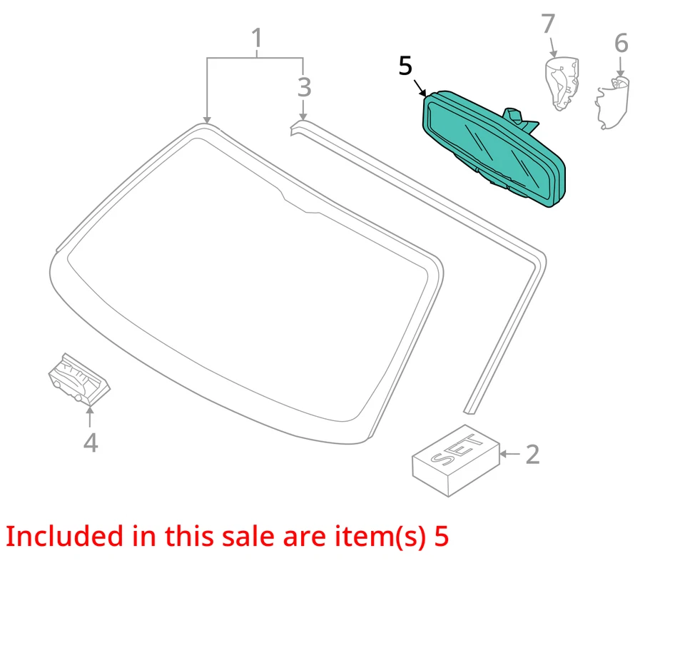 Espelho retrovisor sem escurecimento automático compatível com 00-12 Porsche Boxster 30597880 - Imagem 3 de 4