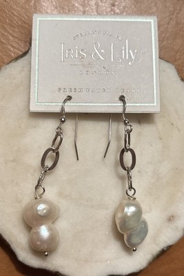 New Iris & Lily Earrings London Sterling Silver Fresh Water Pearls 2  Stunning