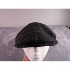 Dockers Mens Flat Cap Ivy Hat Charcoal Gray Windowpane Plaid Wool Blend L/XL