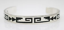Hopi Lawrence Saufkie Sterling Silver Cuff Bracelet 7"