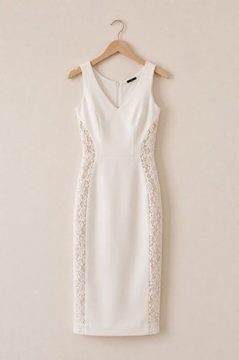 BCBG Max Azria White Lace Inset Bodycon Dress XS
