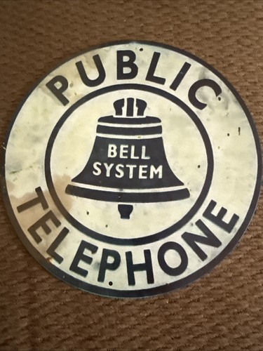“Bell System” - Public Telephone Metal Round Tin For Wall 7.9”x7.9” - Picture 2 of 7