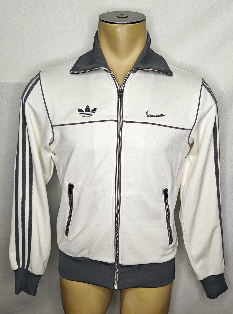 Vtg Y2K Adidas Originals x Vespa white & gray zip-up track