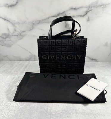 Givenchy G-Tote Mini 4G Jacquard Tote Black Leather Trim Crossbody