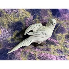 Estatuilla de pájaro vintage de porcelana blanca periquito periquito clip pintada a mano 5 pulgadas