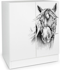 Mobiletto Moderno Bianco - Motivo CAVALLO- Mobili per La Cameretta Dei Bambini, 